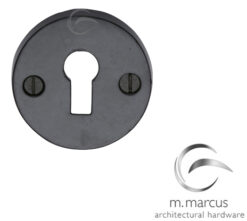 M Marcus Round Standard Profile Escutcheon, Smooth Black Iron