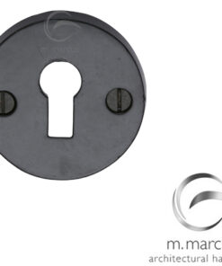 M Marcus Round Standard Profile Escutcheon, Smooth Black Iron