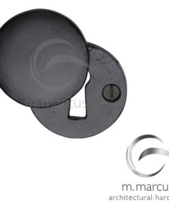 M Marcus Covered Standard Profile Escutcheon, Smooth Black Iron