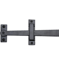 M Marcus Gate Latch & Handle On Backplate (221mm Length), Smooth Black Iron