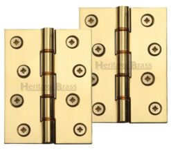 Heritage Brass 4 Inch Heavier Duty Double Phosphor Washered Butt Hinges, Polished Brass  (sold in pairs)
