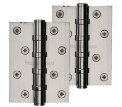 Heritage Brass 4" x 3" Ball Bearing (Steel Pin) Hinges, Polished Nickel  (sold in pairs)