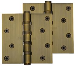Heritage Brass 4" x 4" Ball Bearing (Steel Pin) Hinges, Antique Brass  (sold in pairs)
