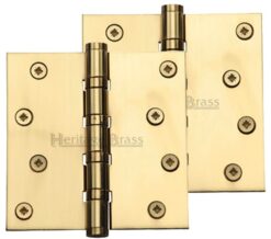 Heritage Brass 4" x 4" Ball Bearing (Steel Pin) Hinges, Polished Brass  (sold in pairs)