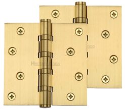 Heritage Brass 4" x 4" Ball Bearing (Steel Pin) Hinges, Satin Brass  (sold in pairs)