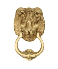 Heritage Brass Lion Head Door Knocker, Satin Brass