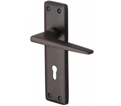 Heritage Brass Kendal Door Handles On Backplate, Matt Bronze (sold in pairs)