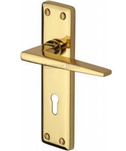 Heritage Brass Kendal Door Handles On Backplate, Polished Brass (sold in pairs)