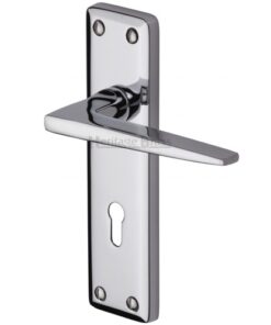 Heritage Brass Kendal Door Handles On Backplate, Polished Chrome  (sold in pairs)