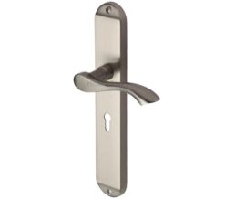 Heritage Brass Algarve Long Satin Nickel Door Handles  (sold in pairs)