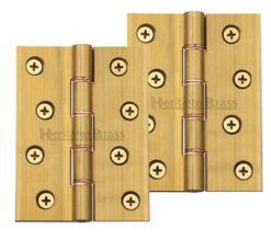Heritage Brass 4 Inch Double Phosphor Washered Butt Hinges, Natural Brass  (sold in pairs)