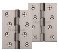 Heritage Brass 4 Inch Double Phosphor Washered Butt Hinges, Satin Nickel  (sold in pairs)