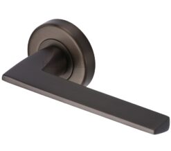 Heritage Brass Pyramid Matt Bronze Door Handles On Round Rose