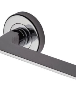 Heritage Brass Pyramid Polished Chrome Door Handles On Round Rose (sold in pairs)