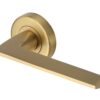 Heritage Brass Pyramid Satin Brass Door Handles On Round Rose  (sold in pairs)