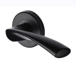 M Marcus Sorrento Treviso Door Handles On Round Rose, Matt Black  (sold in pairs)