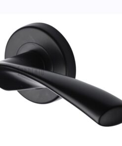 M Marcus Sorrento Treviso Door Handles On Round Rose, Matt Black  (sold in pairs)