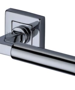 Heritage Brass Bauhaus SQ Polished Chrome Door Handles On Square Rose (sold in pairs)