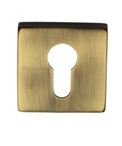 Heritage Brass Euro Profile Square Key Escutcheon, Antique Brass