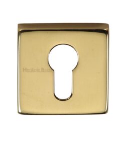 Heritage Brass Euro Profile Square Key Escutcheon, Polished Brass