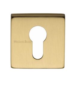 Heritage Brass Euro Profile Square Key Escutcheon, Satin Brass
