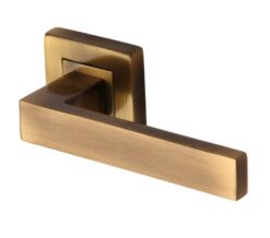 Heritage Brass Delta SQ Antique Brass Door Handles On Square Rose (sold in pairs)