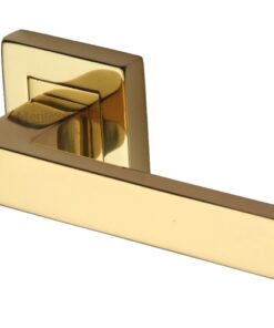 Heritage Brass Delta SQ Polished Brass Door Handles On Square Rose(sold in pairs)