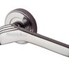 Heritage Brass Tiffany Art Deco Style Door Handles On Round Rose, Polished Nickel  (sold in pairs)
