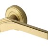 Heritage Brass Tiffany Art Deco Style Door Handles On Round Rose, Satin Brass  (sold in pairs)