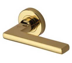 Heritage Brass Trident Polished Brass Door Handles On Round Rose  (sold in pairs)