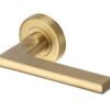 Heritage Brass Trident Satin Brass Door Handles On Round Rose  (sold in pairs)