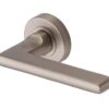 Heritage Brass Trident Satin Nickel Door Handles On Round Rose (sold in pairs)