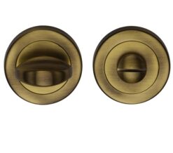 Heritage Brass Round 53mm Diameter Turn & Release, Antique Brass Finish