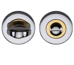 Heritage Brass Round 53mm Diameter Turn & Release, Dual Finish - Polished Chrome With Polished Brass