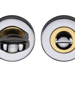 Heritage Brass Round 53mm Diameter Turn & Release, Dual Finish - Polished Chrome With Polished Brass