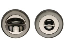 Heritage Brass Round 53mm Diameter Turn & Release, Mercury Finish Satin Nickel With Polished Nickel Edge