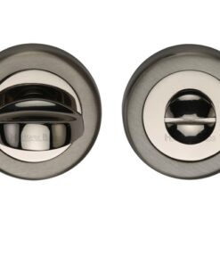 Heritage Brass Round 53mm Diameter Turn & Release, Mercury Finish Satin Nickel With Polished Nickel Edge