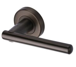 Heritage Brass Challenger Matt Bronze Door Handles On Round Rose