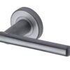 Heritage Brass Challenger Satin Chrome Door Handles On Round Rose  (sold in pairs)