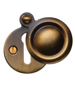 Heritage Brass Standard Round Covered Key Escutcheon, Antique Brass