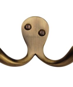 Heritage Brass Double Robe Hook (64mm Width), Antique Brass