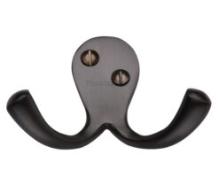 Heritage Brass Double Robe Hook (64mm Width), Matt Bronze