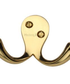 Heritage Brass Double Robe Hook (64mm Width), Polished Brass