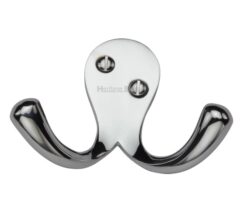Heritage Brass Double Robe Hook (64mm Width), Polished Chrome