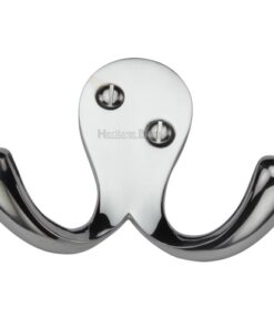 Heritage Brass Double Robe Hook (64mm Width), Polished Chrome