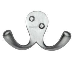 Heritage Brass Double Robe Hook (64mm Width), Satin Chrome