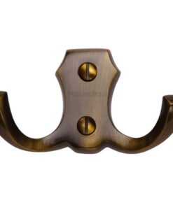 Heritage Brass Double Robe Hook (78mm Width), Antique Brass