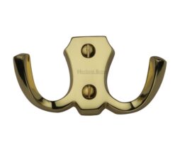 Heritage Brass Double Robe Hook (78mm Width), Polished Brass