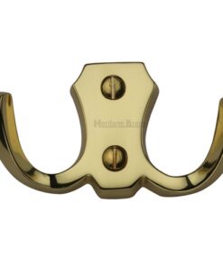 Heritage Brass Double Robe Hook (78mm Width), Polished Brass
