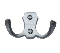 Heritage Brass Double Robe Hook (78mm Width), Satin Chrome